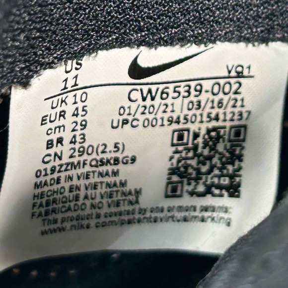 Nike Court Legacy Canvas Black White Sneakers Tennis Shoes Casual Size 11 - Picture 14 of 15